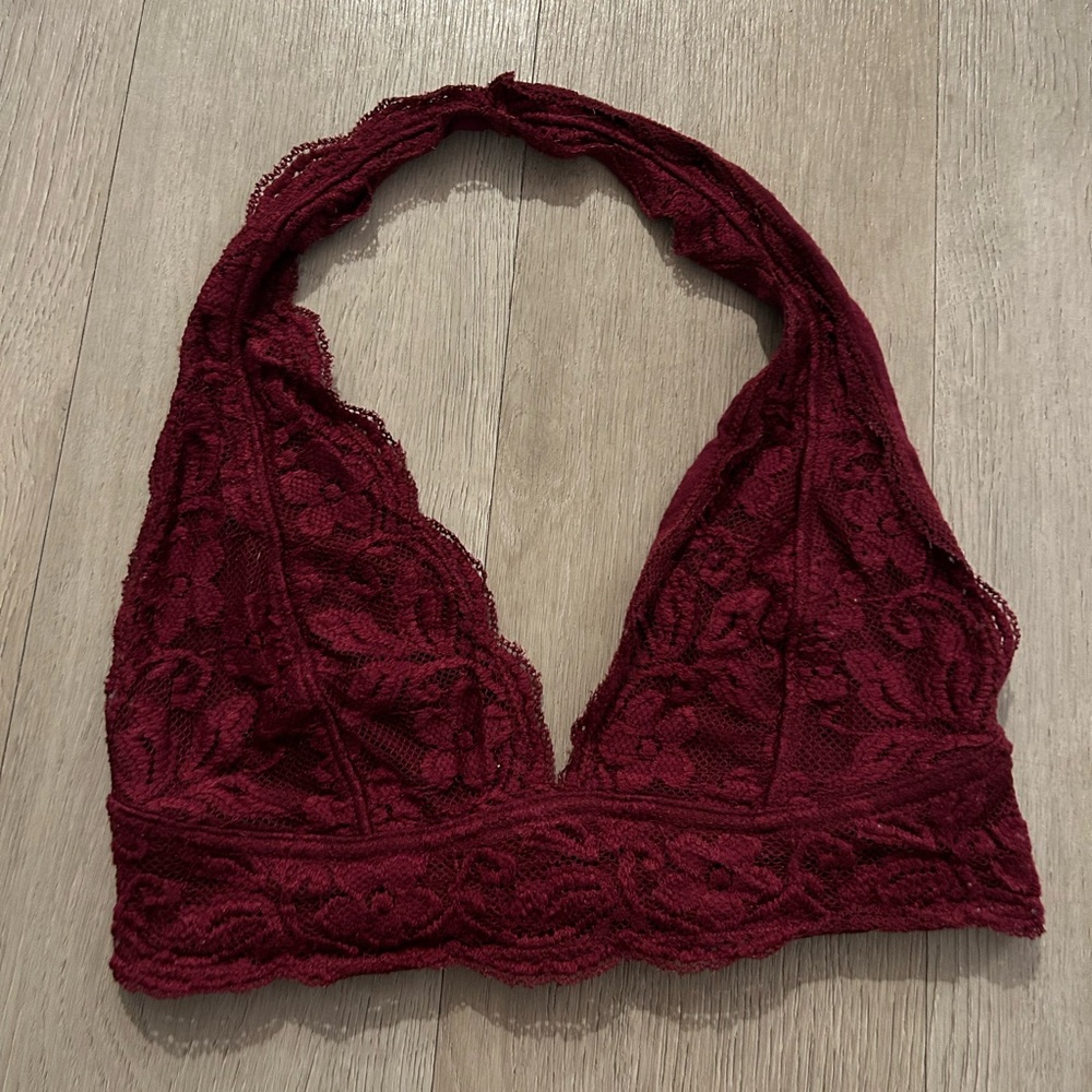 Urban Outfitters Lace Halter Bralette in Deep Burgundy